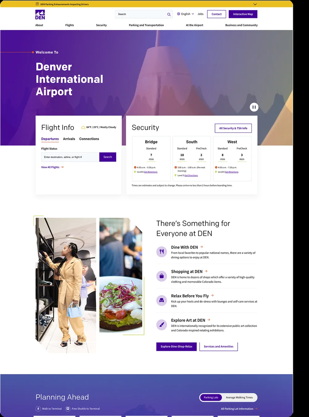 After: the redesigned flydenver.com