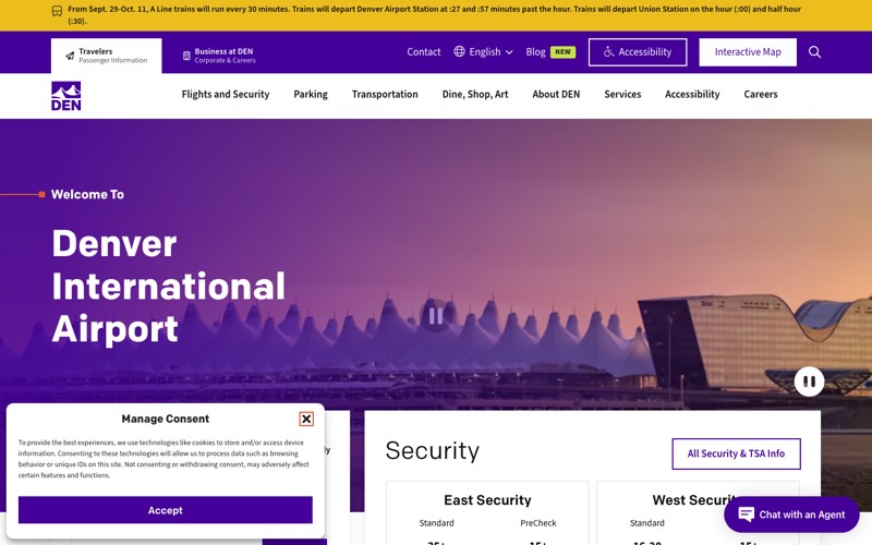Website design for Denver International Airport