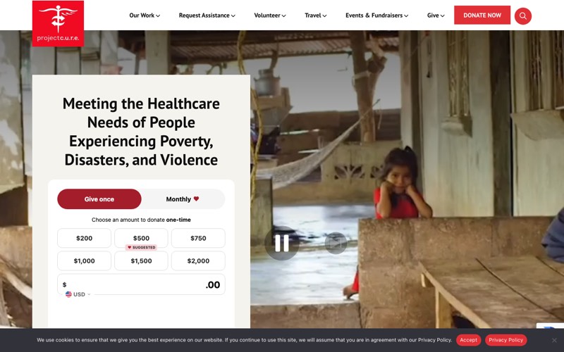 Website design for Project C.U.R.E